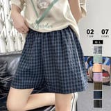 ネイビー | ギンガムチェックパンツ ショートパンツ ルームウェア | COCOMOMO