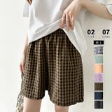 ブラウン | ギンガムチェックパンツ ショートパンツ ルームウェア | COCOMOMO