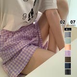 パープル | ギンガムチェックパンツ ショートパンツ ルームウェア | COCOMOMO