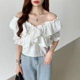 フリルブラウス オフショルダー 夏トップス | COCOMOMO | 詳細画像13