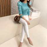 リブニット パフショルダーニット 長袖ニット | COCOMOMO | 詳細画像9 