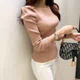 リブニット パフショルダーニット 長袖ニット | COCOMOMO | 詳細画像1 