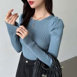 リブニット パフショルダーニット 長袖ニット | COCOMOMO | 詳細画像35 