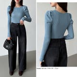 リブニット パフショルダーニット 長袖ニット | COCOMOMO | 詳細画像38 