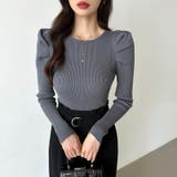 リブニット パフショルダーニット 長袖ニット | COCOMOMO | 詳細画像41 