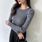 リブニット パフショルダーニット 長袖ニット | COCOMOMO | 詳細画像42 