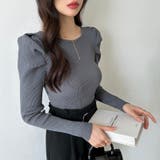 リブニット パフショルダーニット 長袖ニット | COCOMOMO | 詳細画像43 