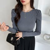 リブニット パフショルダーニット 長袖ニット | COCOMOMO | 詳細画像45 