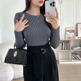 リブニット パフショルダーニット 長袖ニット | COCOMOMO | 詳細画像46 