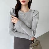 リブニット パフショルダーニット 長袖ニット | COCOMOMO | 詳細画像47 