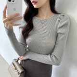 リブニット パフショルダーニット 長袖ニット | COCOMOMO | 詳細画像48 