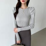 リブニット パフショルダーニット 長袖ニット | COCOMOMO | 詳細画像50 