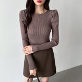 リブニット パフショルダーニット 長袖ニット | COCOMOMO | 詳細画像54 