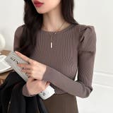 リブニット パフショルダーニット 長袖ニット | COCOMOMO | 詳細画像55 