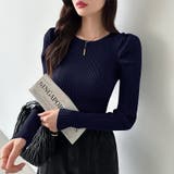 リブニット パフショルダーニット 長袖ニット | COCOMOMO | 詳細画像59 