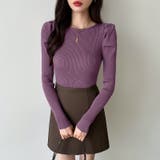 リブニット パフショルダーニット 長袖ニット | COCOMOMO | 詳細画像62 