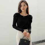 リブニット パフショルダーニット 長袖ニット | COCOMOMO | 詳細画像22 