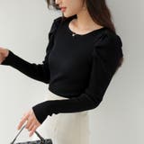 リブニット パフショルダーニット 長袖ニット | COCOMOMO | 詳細画像21 