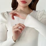 リブニット パフショルダーニット 長袖ニット | COCOMOMO | 詳細画像14