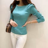 リブニット パフショルダーニット 長袖ニット | COCOMOMO | 詳細画像5 