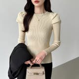 リブニット パフショルダーニット 長袖ニット | COCOMOMO | 詳細画像15 