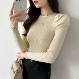 リブニット パフショルダーニット 長袖ニット | COCOMOMO | 詳細画像16 