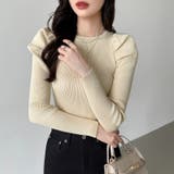 リブニット パフショルダーニット 長袖ニット | COCOMOMO | 詳細画像17 