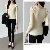 リブニット パフショルダーニット 長袖ニット | COCOMOMO | 詳細画像18 