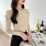 リブニット パフショルダーニット 長袖ニット | COCOMOMO | 詳細画像19 