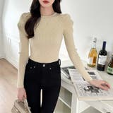 リブニット パフショルダーニット 長袖ニット | COCOMOMO | 詳細画像20 