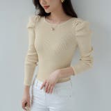 リブニット パフショルダーニット 長袖ニット | COCOMOMO | 詳細画像14 