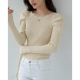 リブニット パフショルダーニット 長袖ニット | COCOMOMO | 詳細画像12 