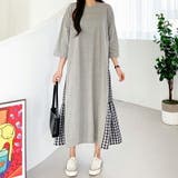 7分袖 Tシャツワンピース ギンガムチェック柄 | COCOMOMO | 詳細画像4 