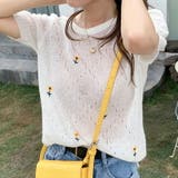 white | サマーニット 半袖 花柄 透け感 涼しい ニット 薄手 デート フェミニン | COCOMOMO