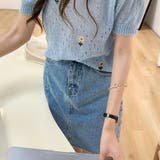 サマーニット 半袖 花柄 透け感 涼しい ニット 薄手 デート フェミニン | COCOMOMO | 詳細画像7 