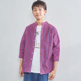 チェックバンドカラー7分袖シャツ | coen OUTLET | 詳細画像2