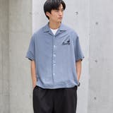 LT.BLUE | Sarry Cat刺繍レーヨンシャツ | coen【men】