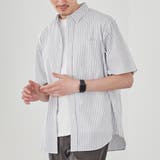 MD.GRAY | ブロードストライプレギュラーカラーショートスリーブシャツ | coen【men】