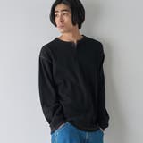 BLACK | ワッフルヘンリーネック ロングスリーブ Tシャツ | coen【men】