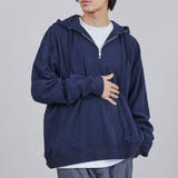 NAVY | ビッグシルエットハーフジップパーカー | coen【men】