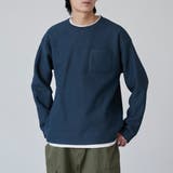 NAVY | コットンタッチワッフルフェイクレイヤードプルオーバー | coen【men】