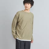 BEIGE | コットンタッチワッフルフェイクレイヤードロングスリーブTシャツ | coen【men】