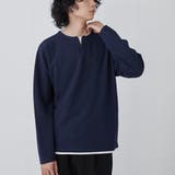 NAVY | スキッパーレイヤードロングTシャツ | coen【men】