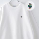 WHITE | ワンポイントベア刺繍裏起毛クルーネックスウェット | coen【men】
