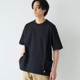 BLACK | RepurヘビーコットンサイドポケットTシャツ【抗菌性、消臭性】 | coen【men】