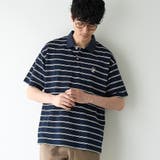 NAVY | 【接触冷感】カノコアニマルシシュウボーダーポロシャツ | coen【men】