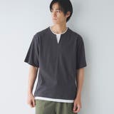 DK.GRAY | キーネックフェイクレイヤード半袖Tシャツ | coen【men】