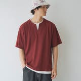 WINE | キーネックフェイクレイヤード半袖Tシャツ | coen【men】