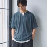 NAVY | キーネックフェイクレイヤード半袖Tシャツ | coen【men】