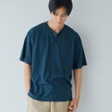 NAVY | スラブ天竺ヘンリーネック半袖Tシャツ | coen【men】